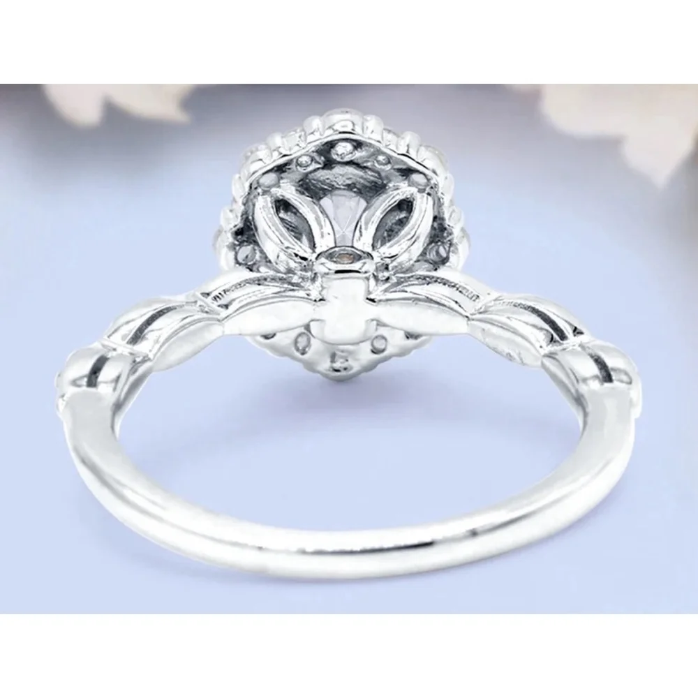 NEW Women's Gold Filled‎ Oval Halo Simulated Diamond Engagement Ring, Sz 6